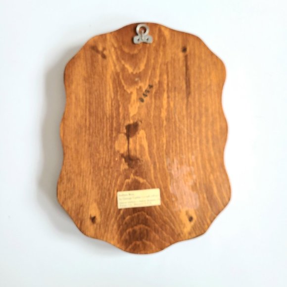 Vintage 1970's 1980's lacquered wooden plaque, with Indian Boy by George Katlin. - Picture 3 of 4